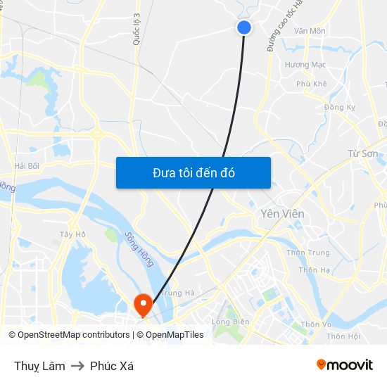 Thuỵ Lâm to Phúc Xá map