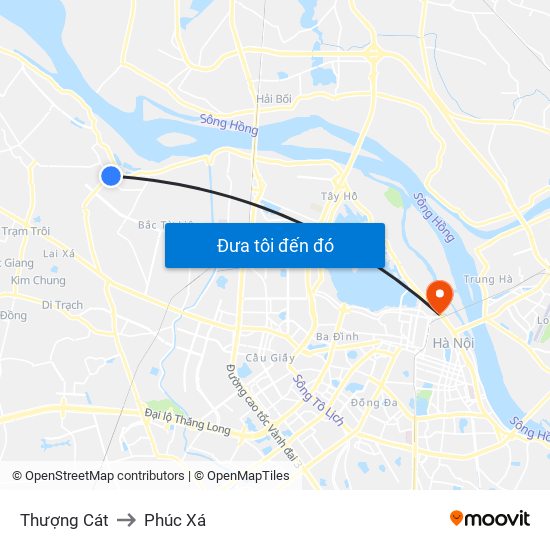 Thượng Cát to Phúc Xá map