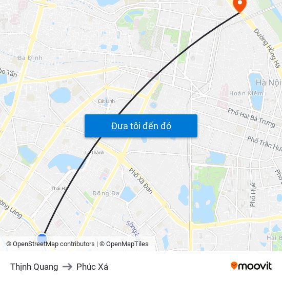 Thịnh Quang to Phúc Xá map