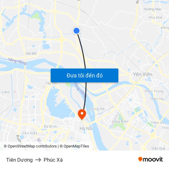 Tiên Dương to Phúc Xá map