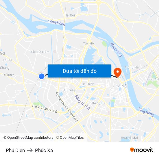 Phú Diễn to Phúc Xá map