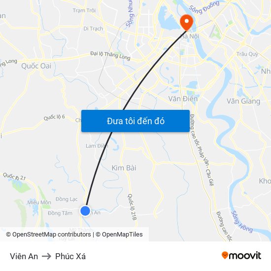 Viên An to Phúc Xá map