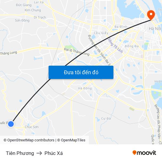 Tiên Phương to Phúc Xá map