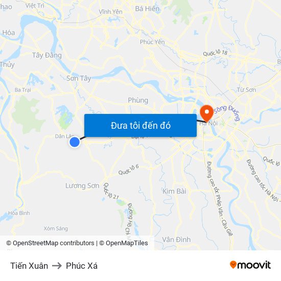 Tiến Xuân to Phúc Xá map