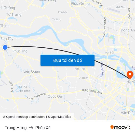 Trung Hưng to Phúc Xá map