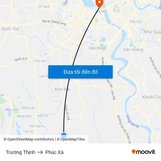 Trường Thịnh to Phúc Xá map