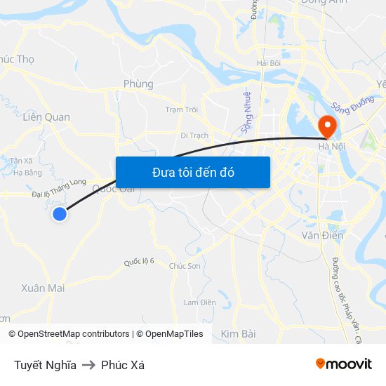 Tuyết Nghĩa to Phúc Xá map