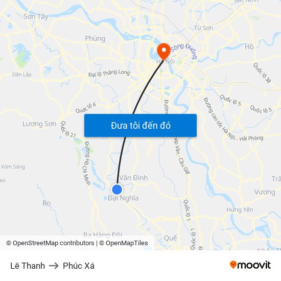 Lê Thanh to Phúc Xá map