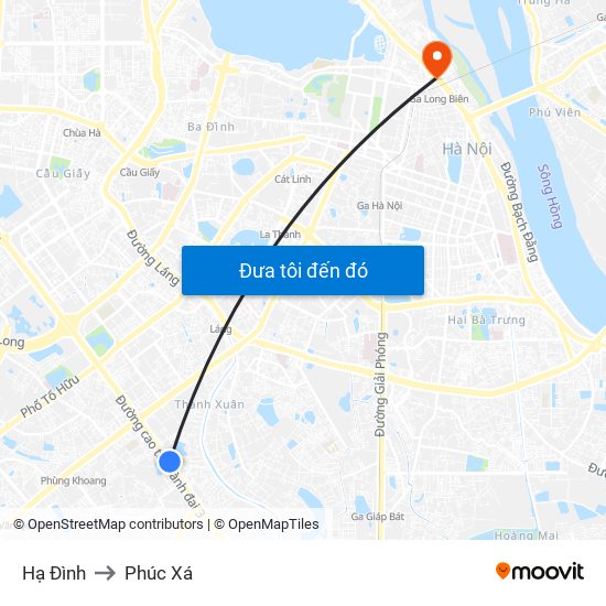 Hạ Đình to Phúc Xá map