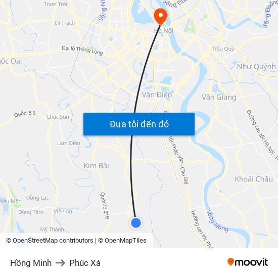 Hồng Minh to Phúc Xá map