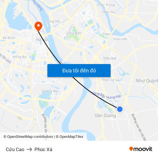 Cửu Cao to Phúc Xá map