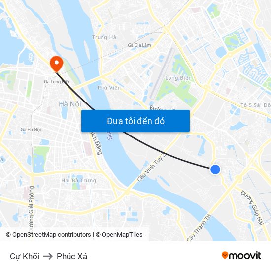 Cự Khối to Phúc Xá map