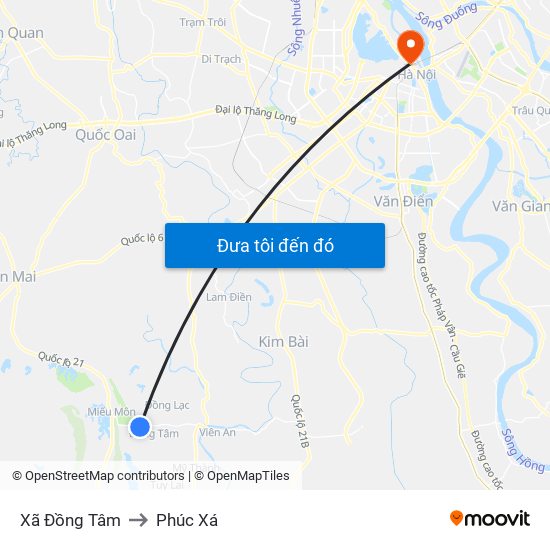 Xã Đồng Tâm to Phúc Xá map