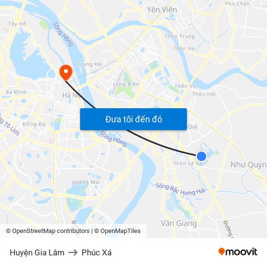 Huyện Gia Lâm to Phúc Xá map