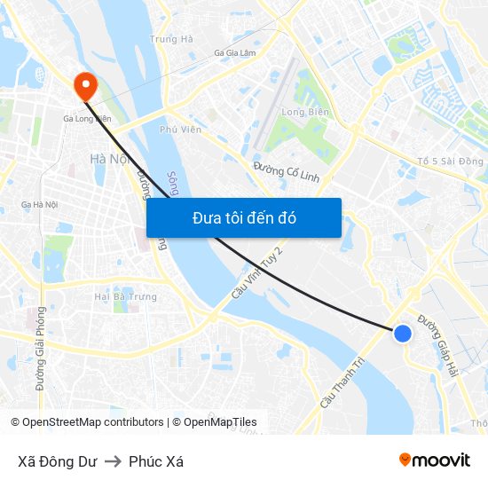 Xã Đông Dư to Phúc Xá map