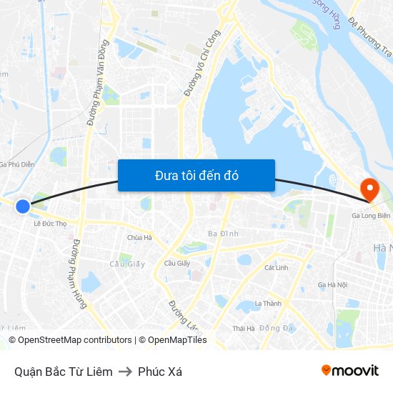 Quận Bắc Từ Liêm to Phúc Xá map