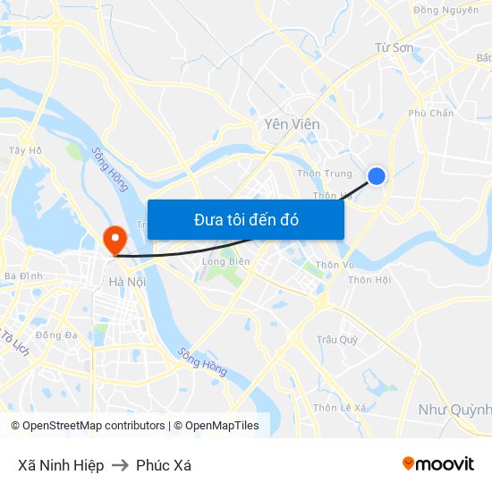 Xã Ninh Hiệp to Phúc Xá map