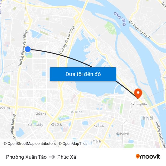 Phường Xuân Tảo to Phúc Xá map