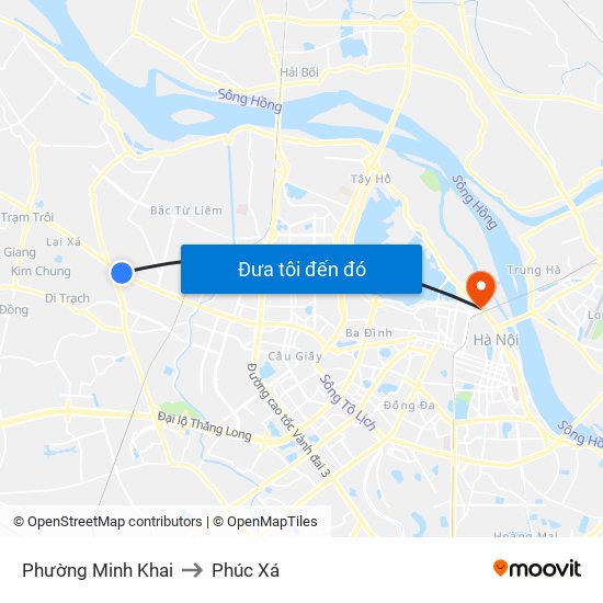 Phường Minh Khai to Phúc Xá map