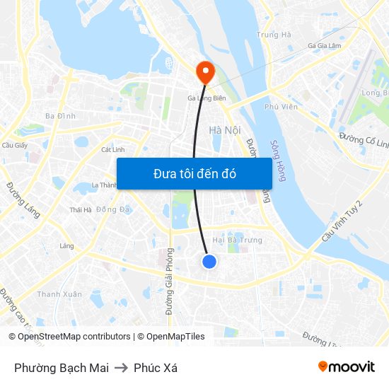 Phường Bạch Mai to Phúc Xá map