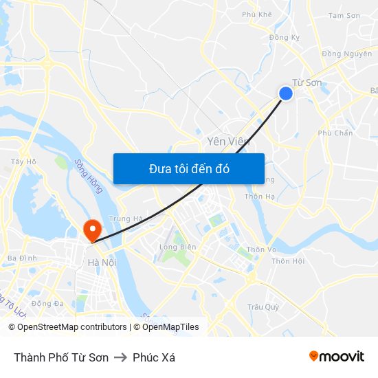 Thành Phố Từ Sơn to Phúc Xá map
