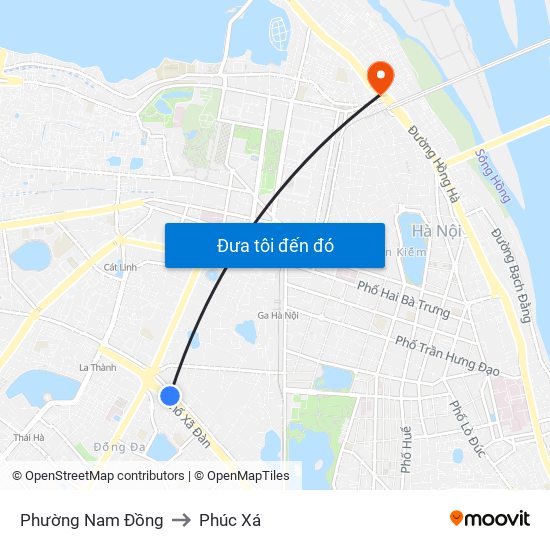 Phường Nam Đồng to Phúc Xá map