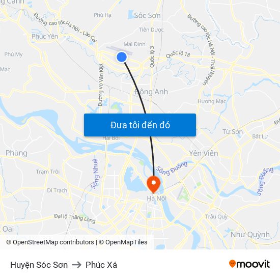 Huyện Sóc Sơn to Phúc Xá map