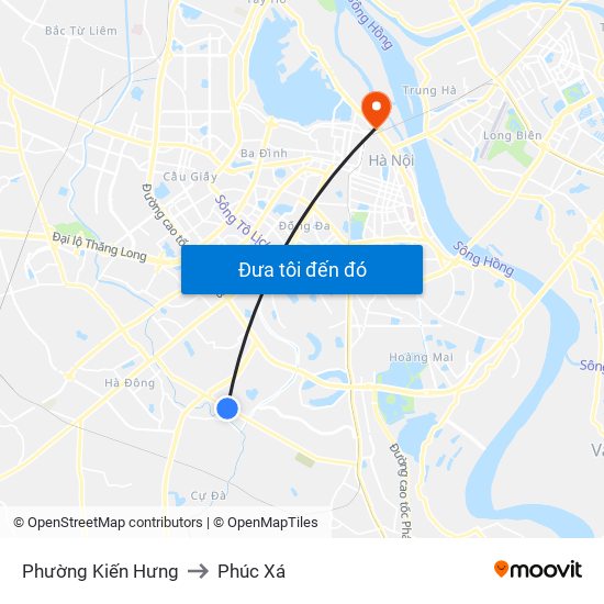 Phường Kiến Hưng to Phúc Xá map