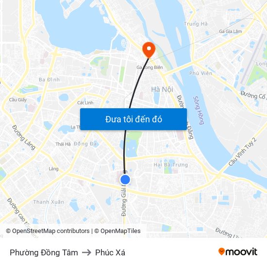 Phường Đồng Tâm to Phúc Xá map