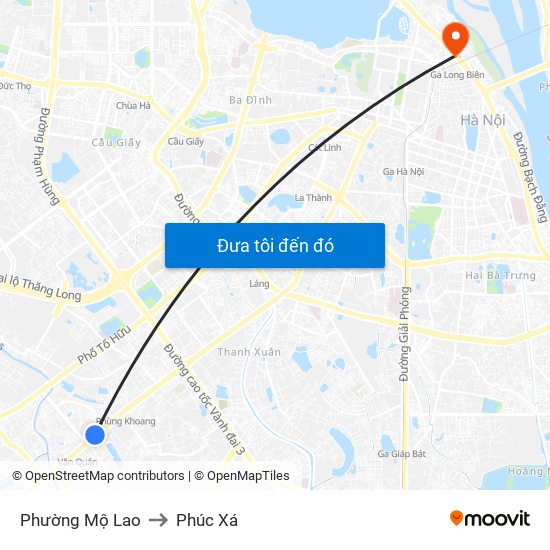 Phường Mộ Lao to Phúc Xá map