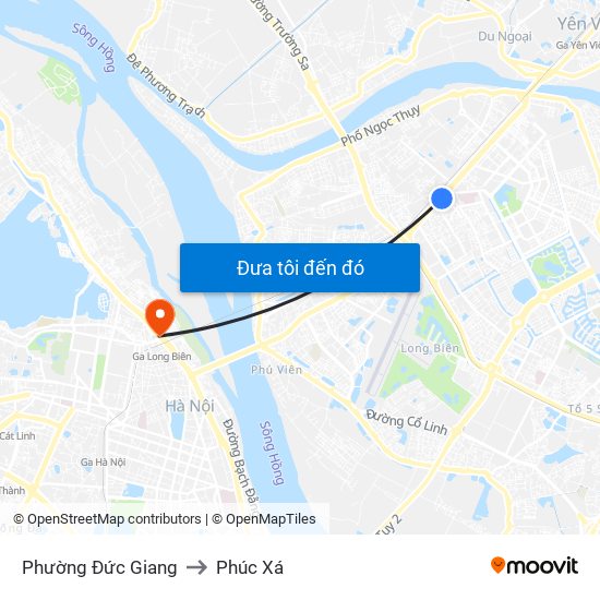 Phường Đức Giang to Phúc Xá map