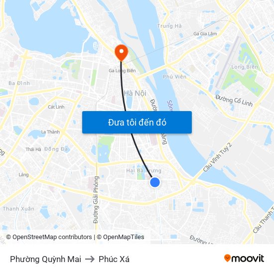Phường Quỳnh Mai to Phúc Xá map