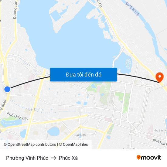 Phường Vĩnh Phúc to Phúc Xá map