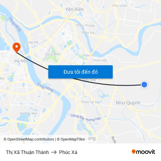 Thị Xã Thuận Thành to Phúc Xá map