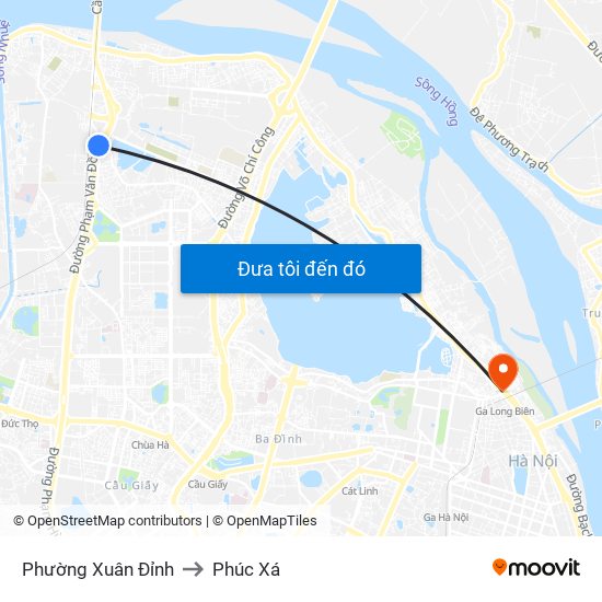 Phường Xuân Đỉnh to Phúc Xá map