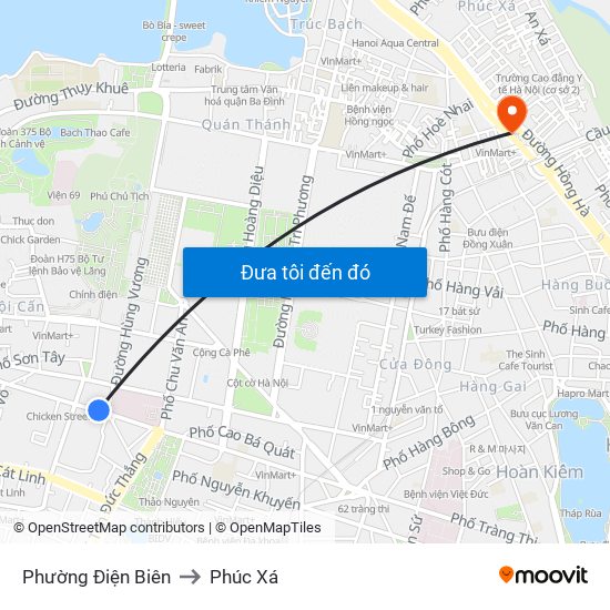 Phường Điện Biên to Phúc Xá map