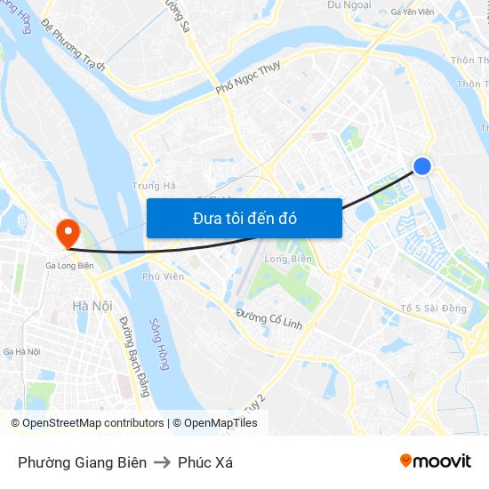 Phường Giang Biên to Phúc Xá map