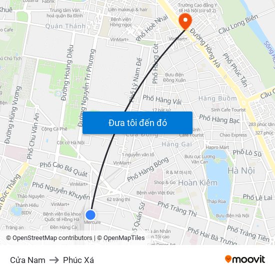 Cửa Nam to Phúc Xá map