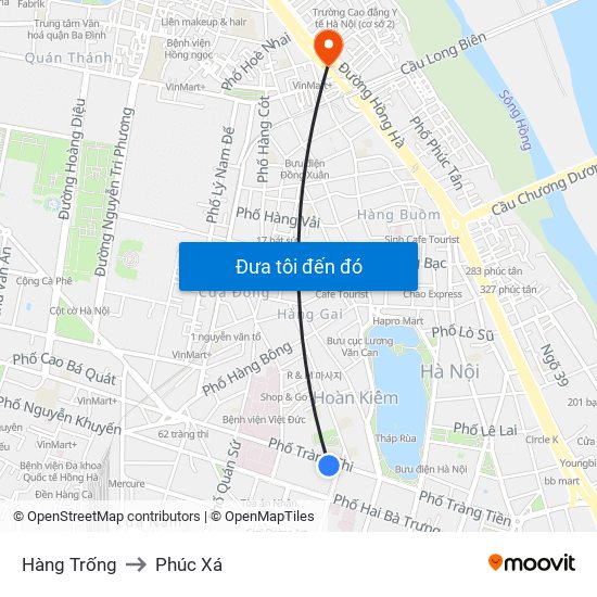 Hàng Trống to Phúc Xá map