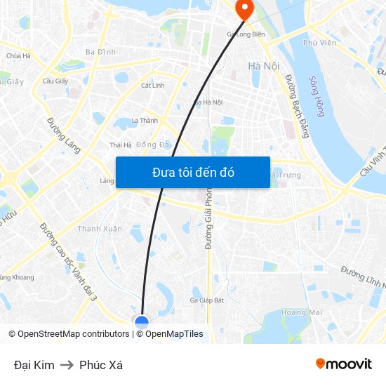 Đại Kim to Phúc Xá map