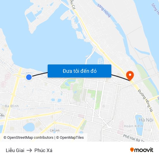 Liễu Giai to Phúc Xá map