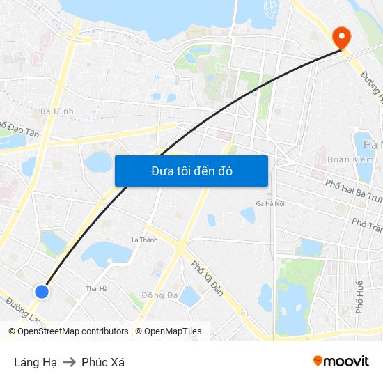 Láng Hạ to Phúc Xá map