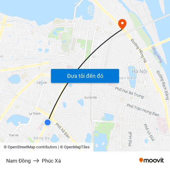 Nam Đồng to Phúc Xá map