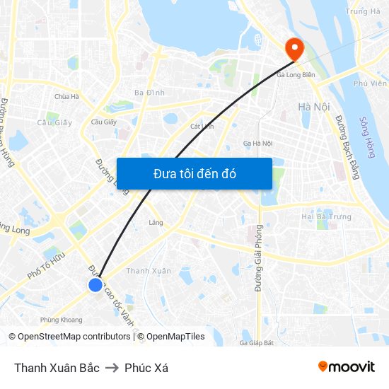 Thanh Xuân Bắc to Phúc Xá map