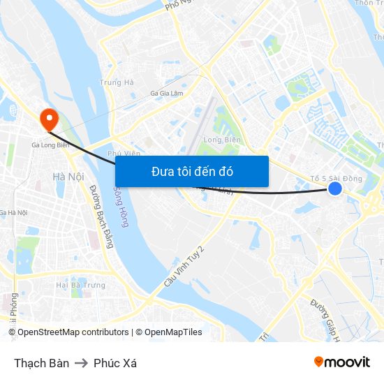 Thạch Bàn to Phúc Xá map