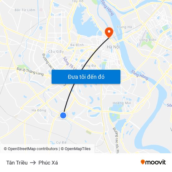 Tân Triều to Phúc Xá map