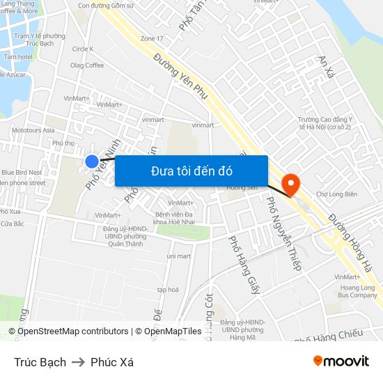 Trúc Bạch to Phúc Xá map