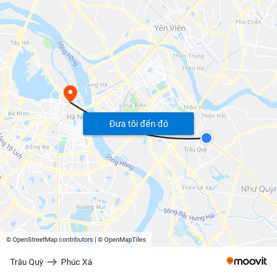 Trâu Quỳ to Phúc Xá map