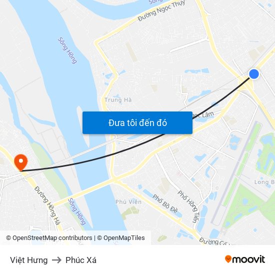 Việt Hưng to Phúc Xá map