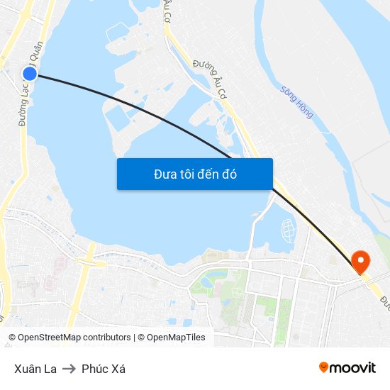 Xuân La to Phúc Xá map